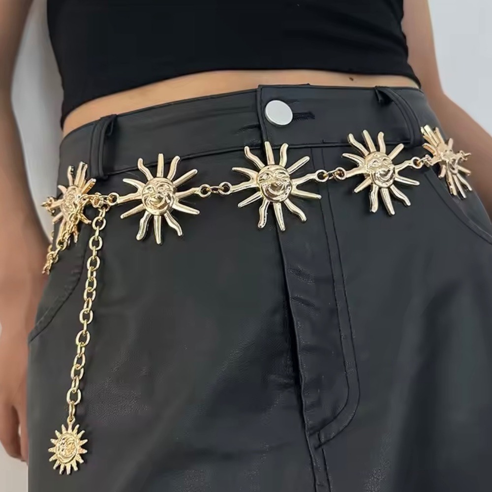Radiant Sun Charm Chain‎ Belt Statement Waist Boho Medallion Celestial concho - Picture 2 of 7